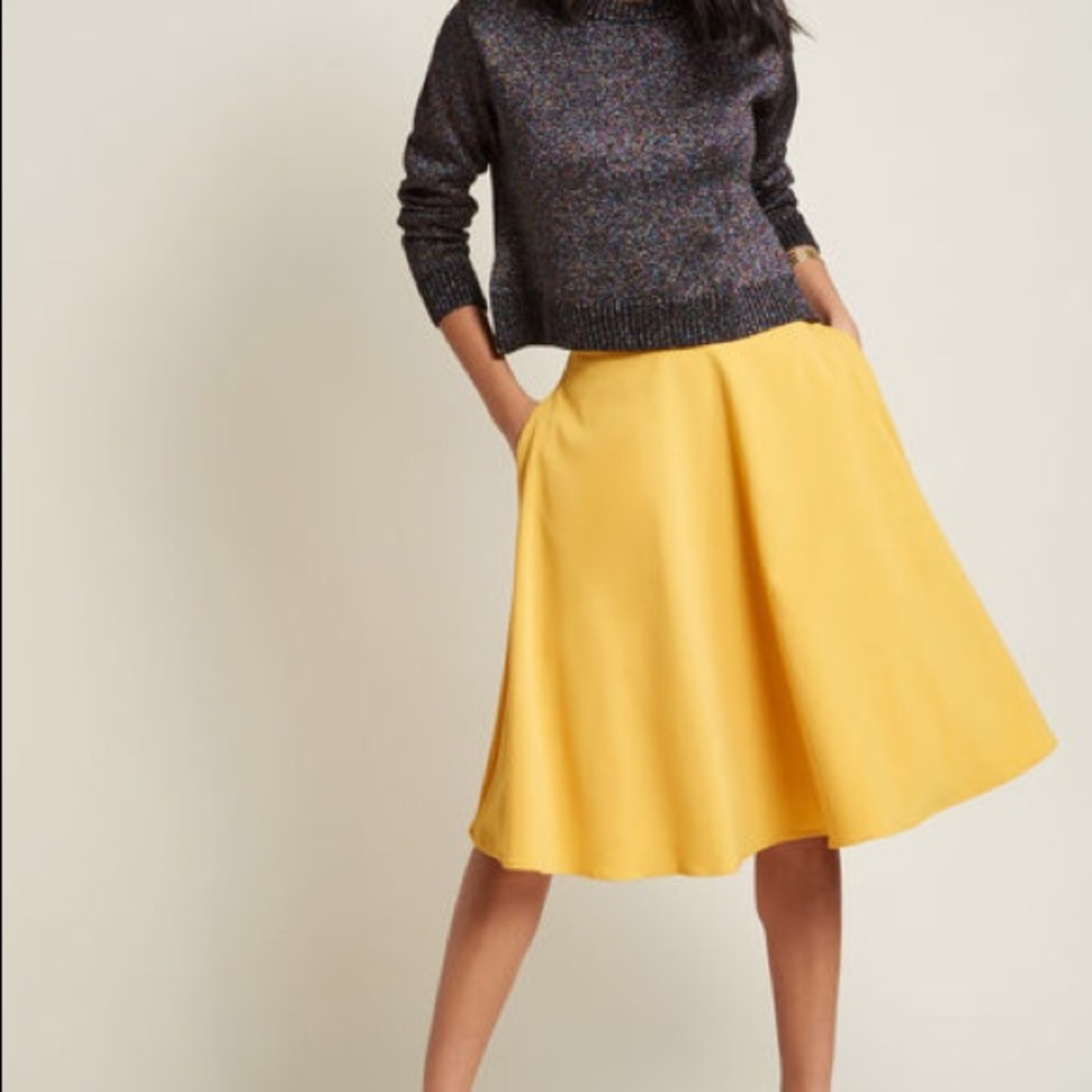 ModCloth Just This Sway Midi Skirt in Goldenrod